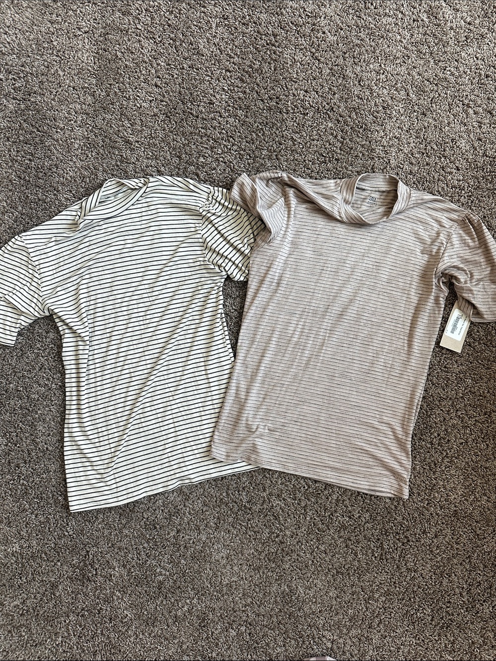 Albion Black and Cream Striped Short Sleeve Tee